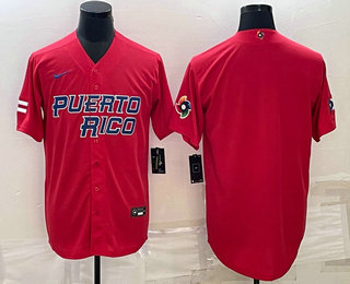 Mens Puerto Rico Baseball Blank 2023 Red World Baseball Classic Stitched Jerseys->2023 world baseball classic->MLB Jersey